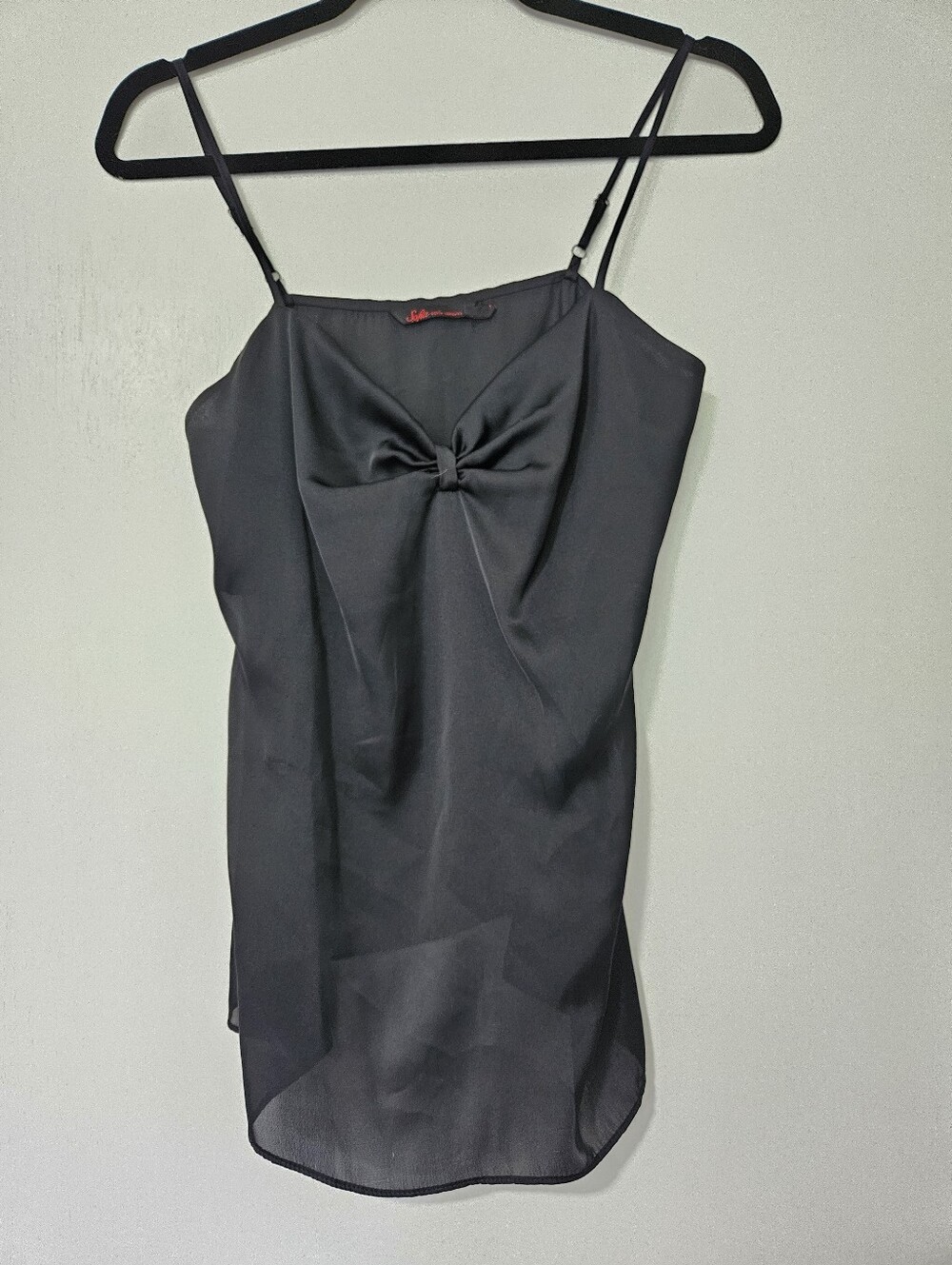 Sofia Vergara Black Satin Bow Front Cami Top | Size XS